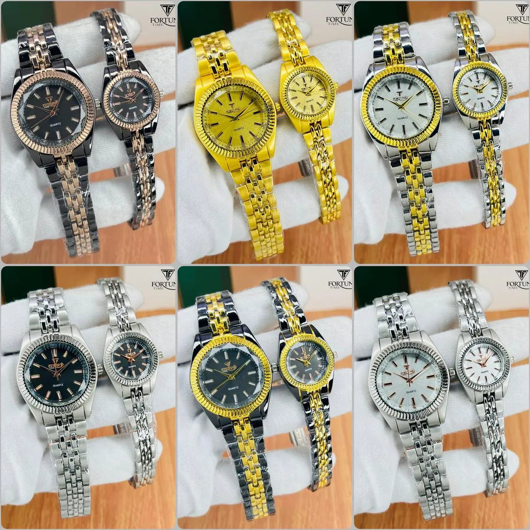 Stylish unisex pair of water Resistant Quartz Watches-2Ps