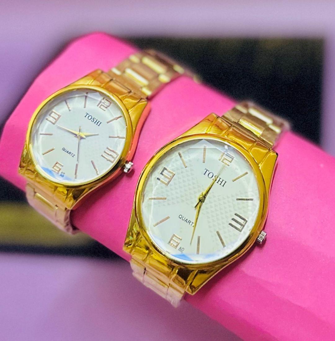 Unisex Quartz Watch Set -Stylish chain Strap -1 Pc for couple