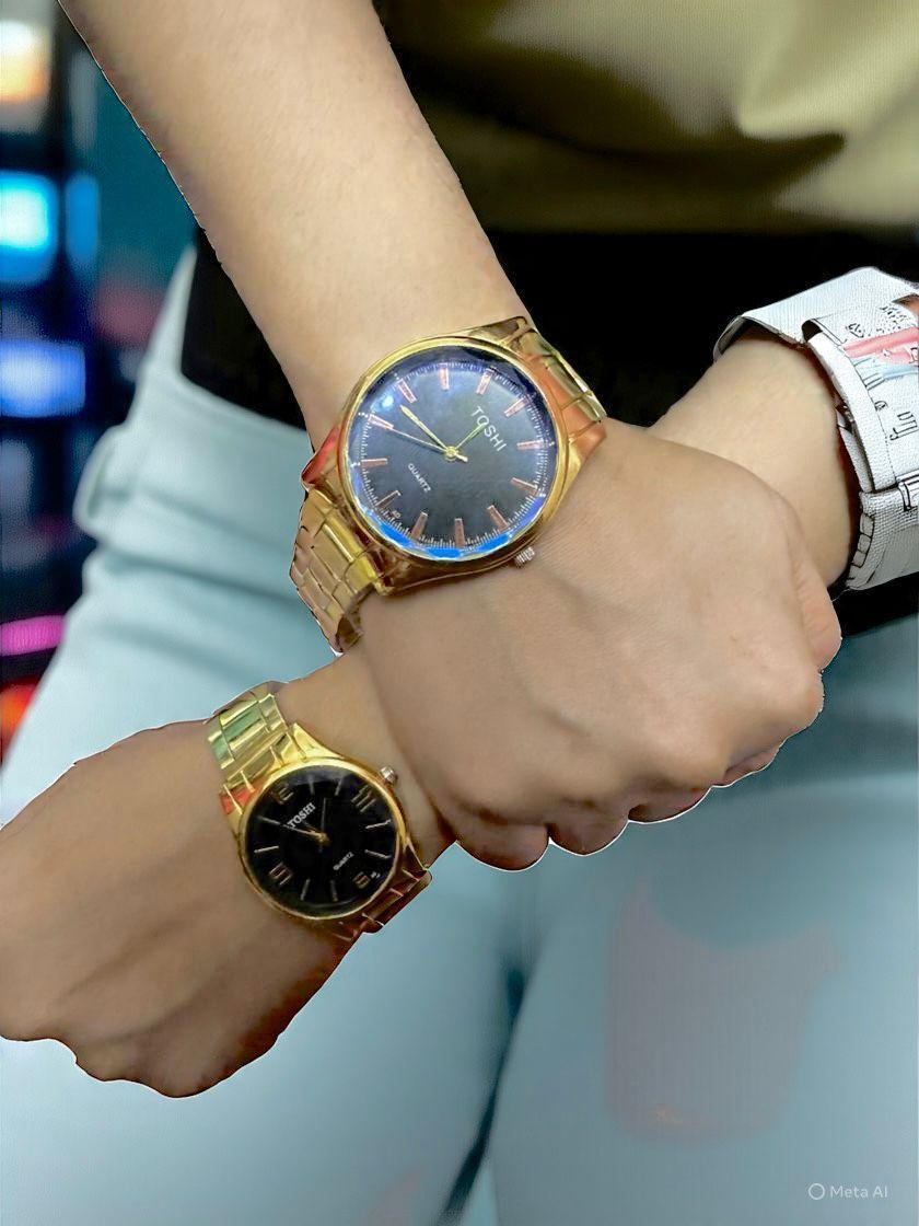 Unisex Quartz Watch Set -Stylish chain Strap -1 Pc for couple