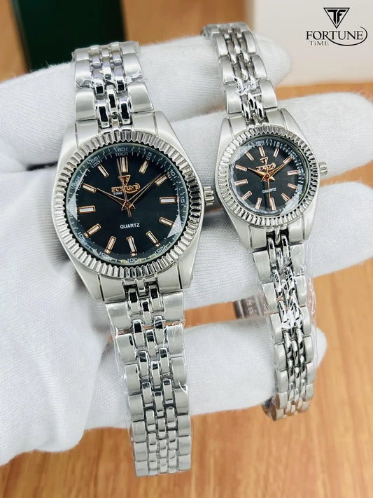 Stylish unisex pair of water Resistant Quartz Watches-2Ps